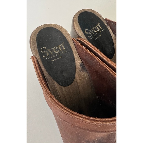 Sven Brown Leather Front Seam Clogs 38 7.5-8 - Picture 10 of 15